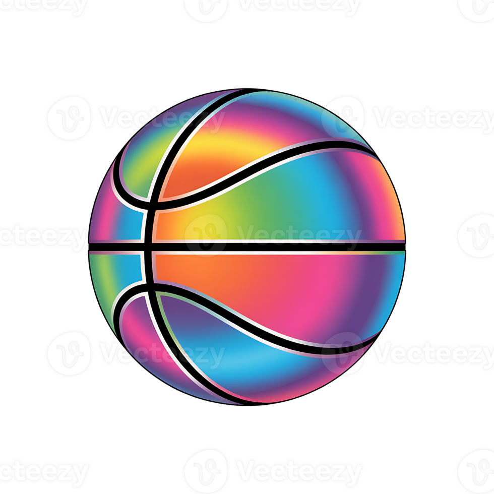 Holographic 3D Basketball On Transparent Background png