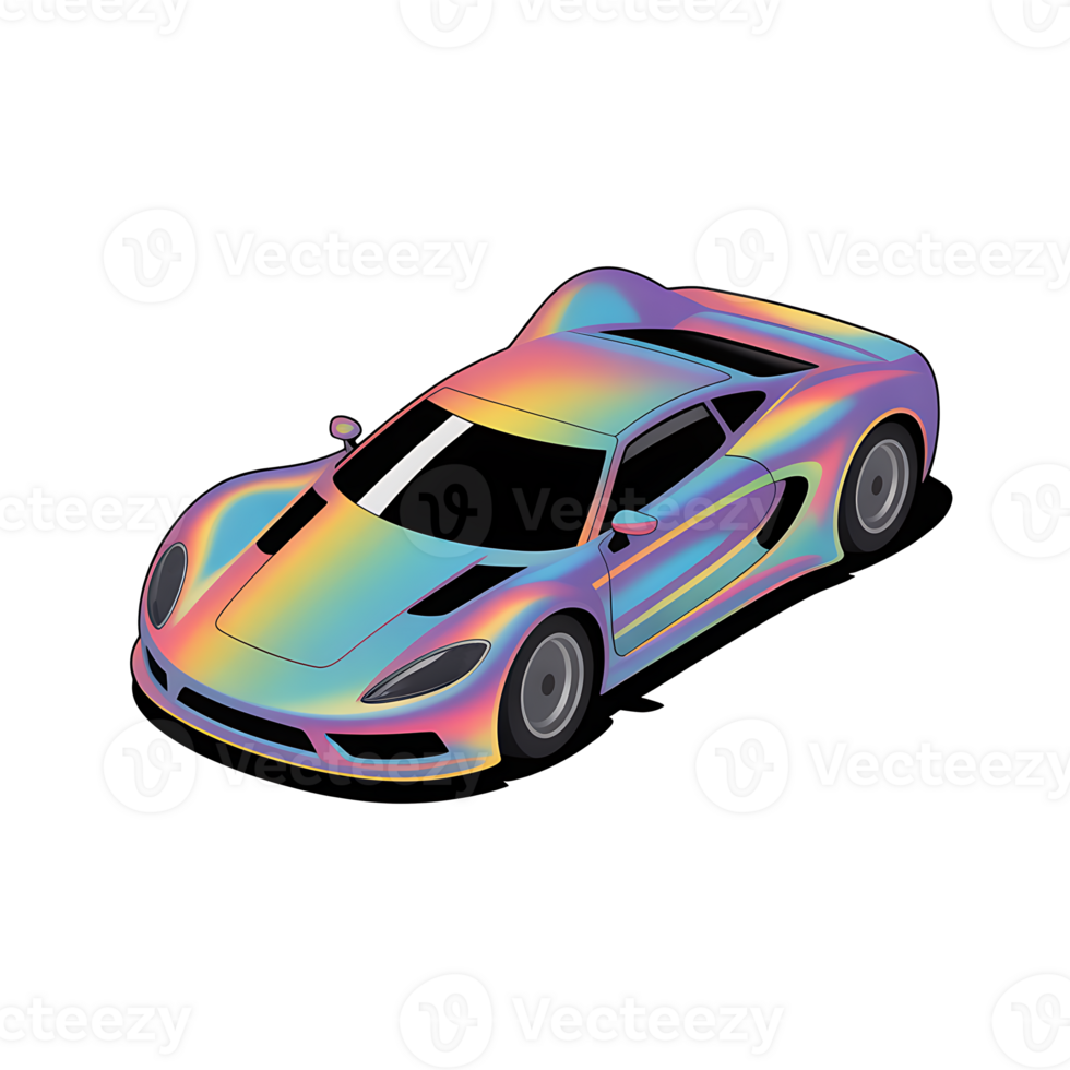 Holographic 3D Sports Car On Transparent Background png