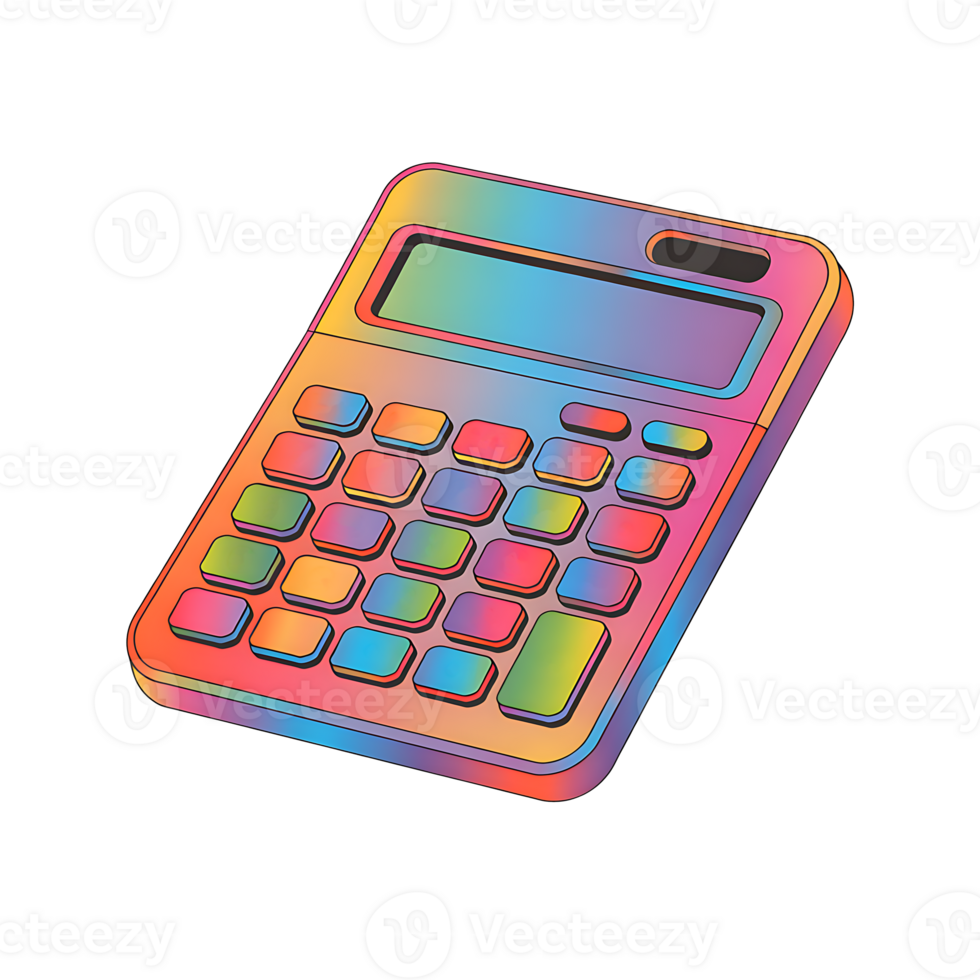 Holographic 3D Calculator On Transparent Background png
