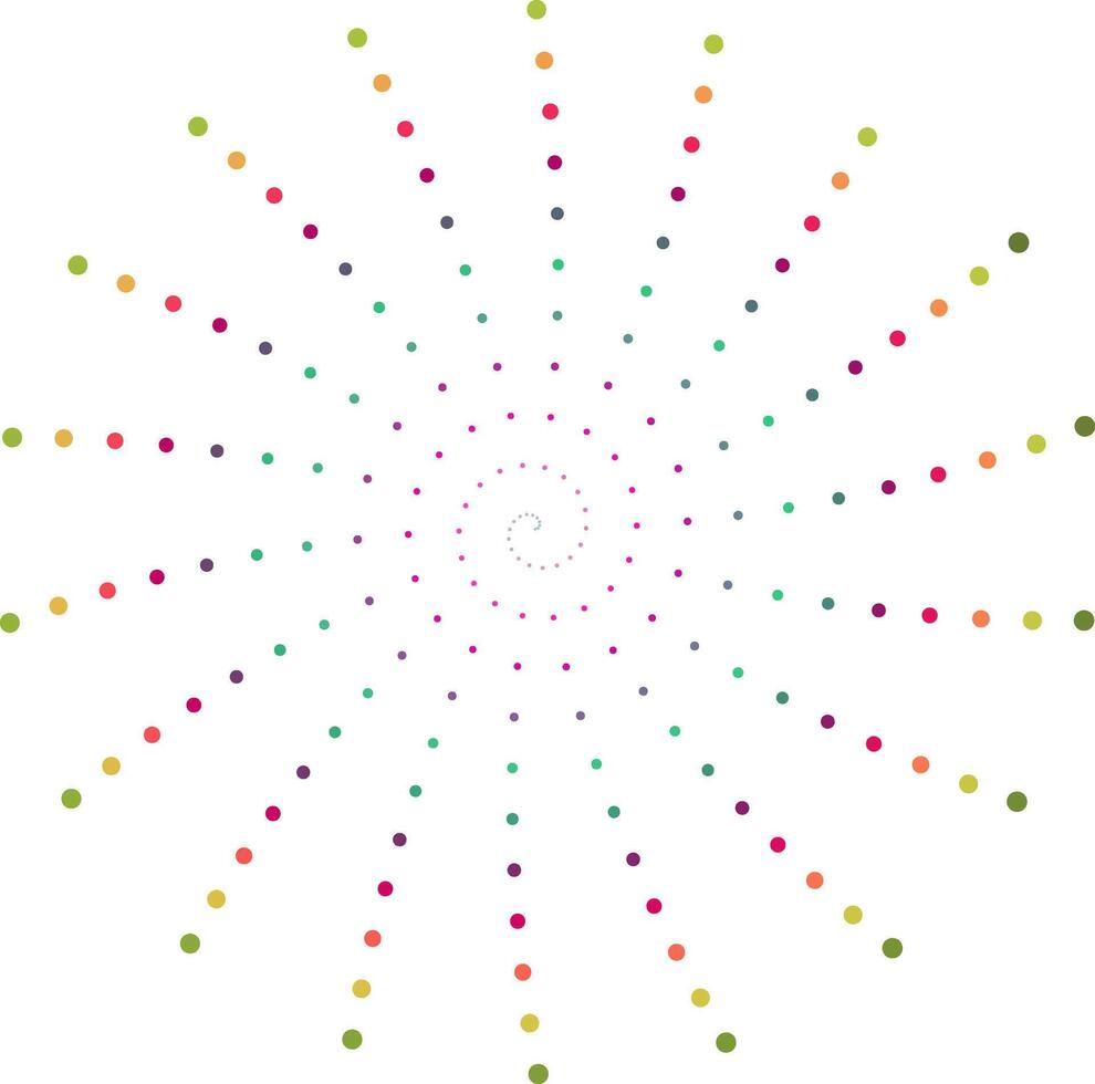 Swirling Spiral colorful Dots Abstract Optical Illusion for creative design vector