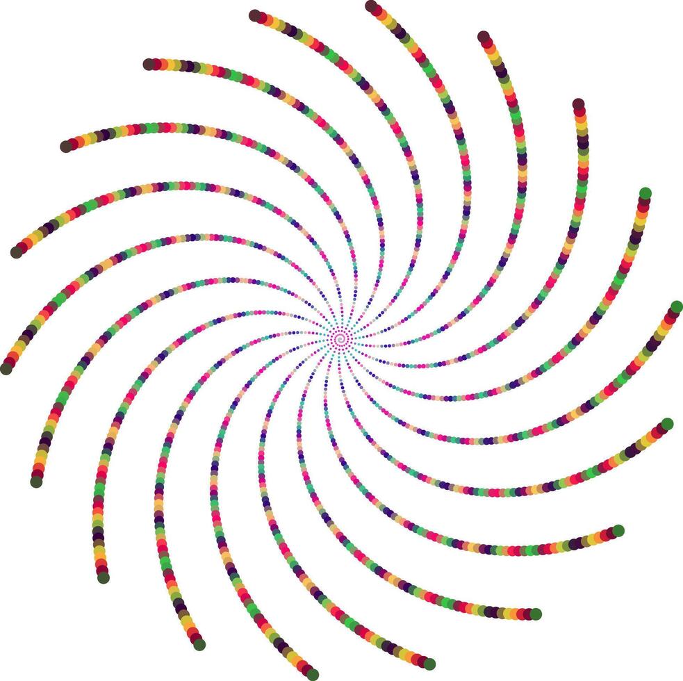 Swirling Spiral colorful Dots Abstract Optical Illusion vector