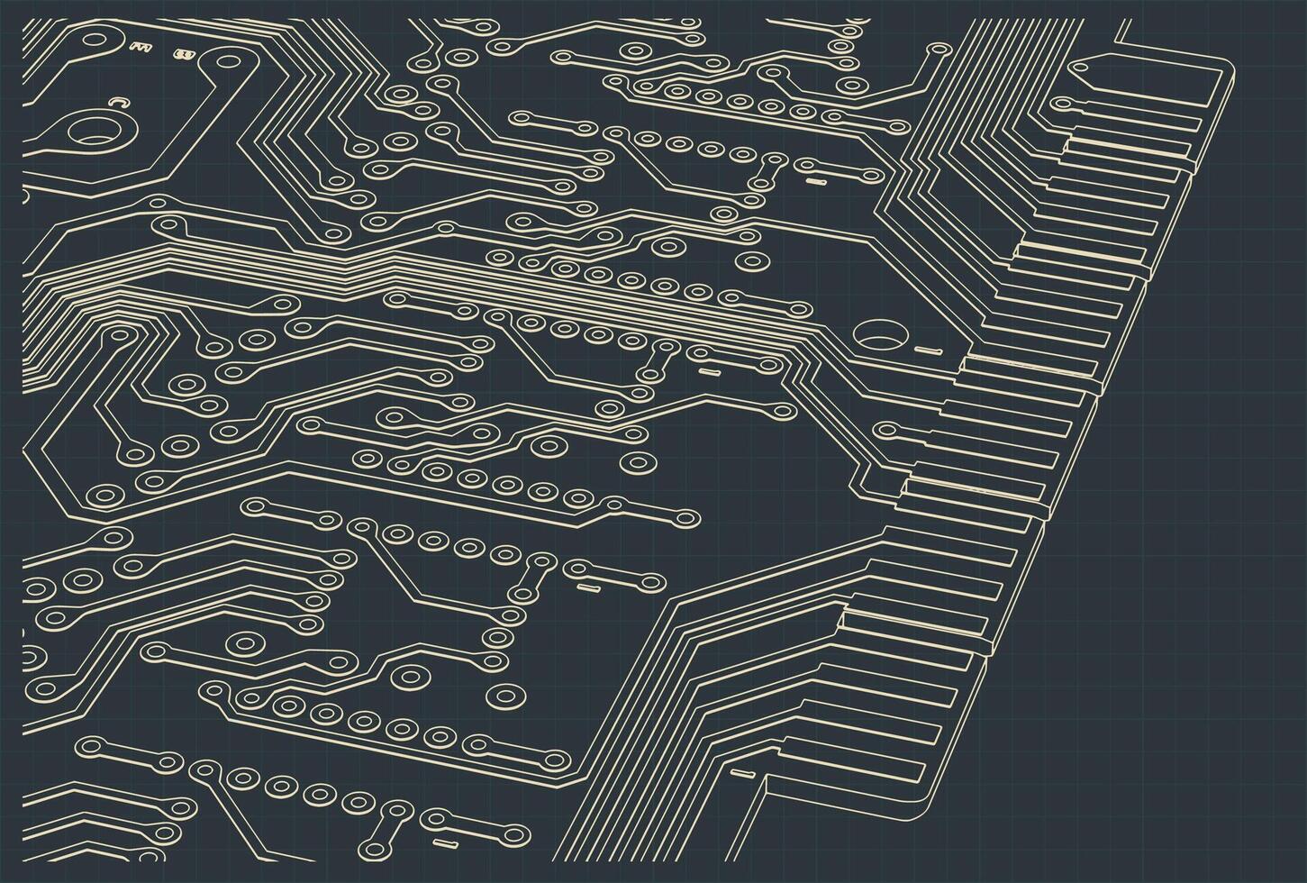 Circuit board blueprint close-up illustration vector