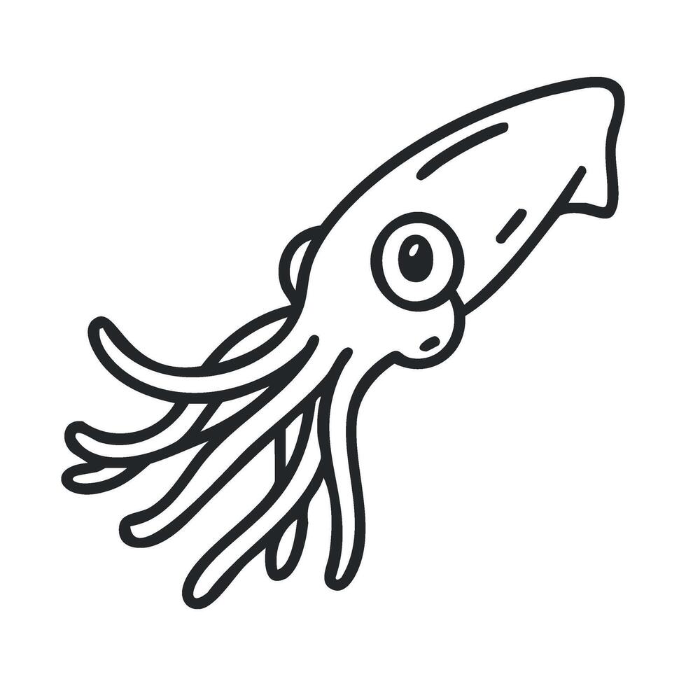 Cartoon squid for educational materials and childrens books vector