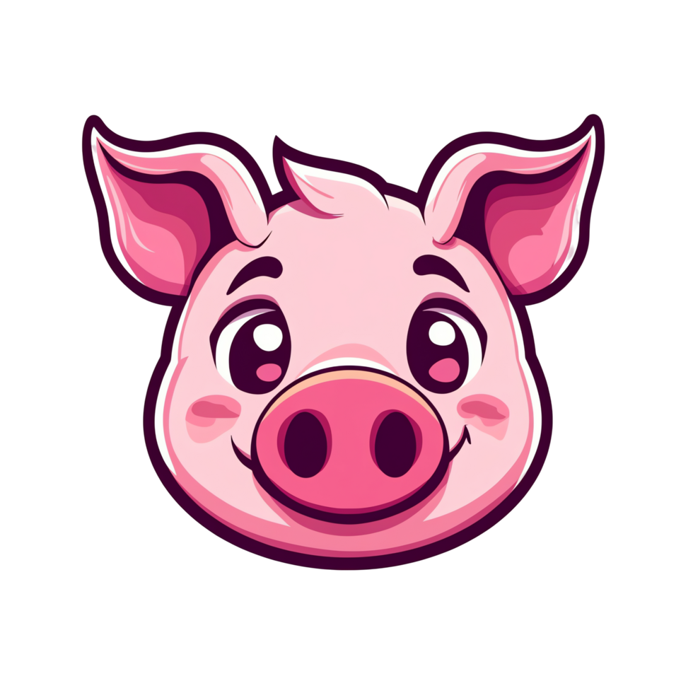 Adorable Cartoon Pig Face Pink Piglet Illustration, Cute Animal Design for Kids, Happy Pig Expression, Graphic for Children's Products, Websites, and Branding. png