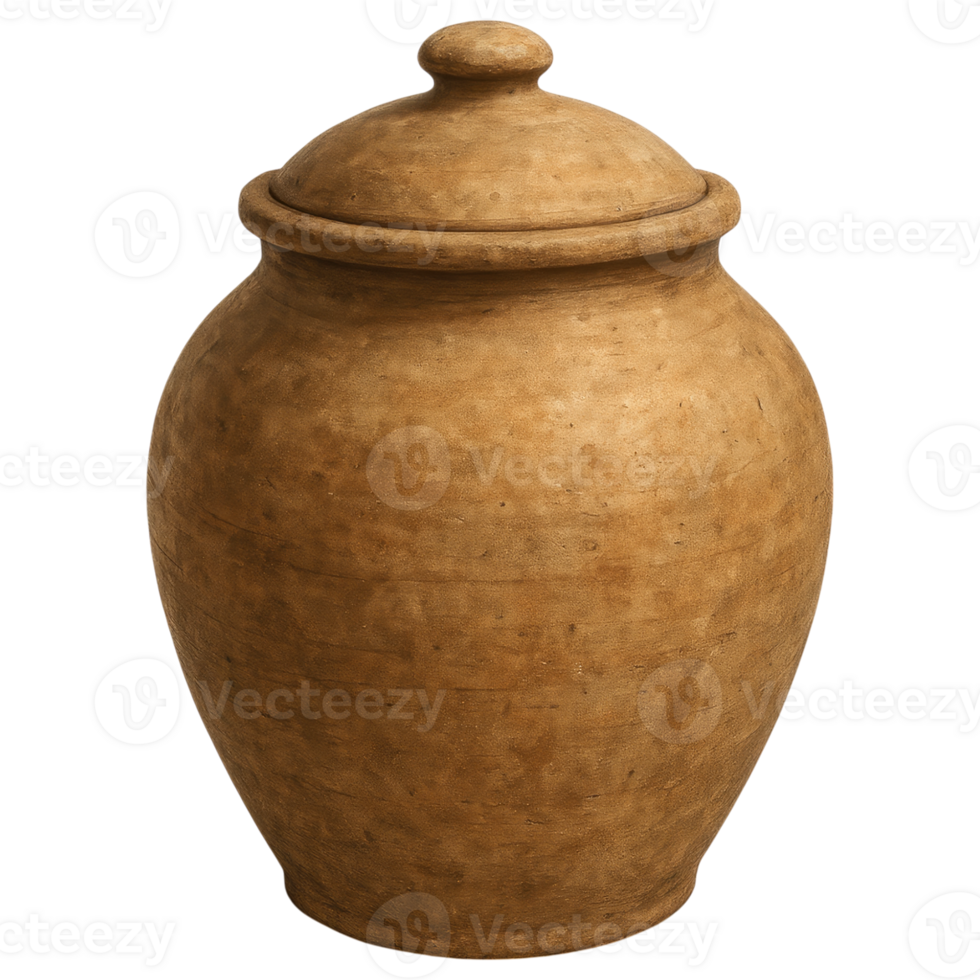 Rustic Clay Pot with Lid on a Transparent Background for Home Decor or Kitchen Storage Ideas png