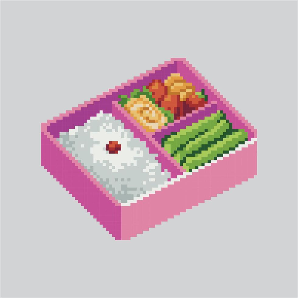 Pixel art illustration Japanese Bento Box. Pixelated Bento Box Set. Japanese Bento Box Set Icon pixelated for the pixel art game and icon for website and game. old school retro. vector
