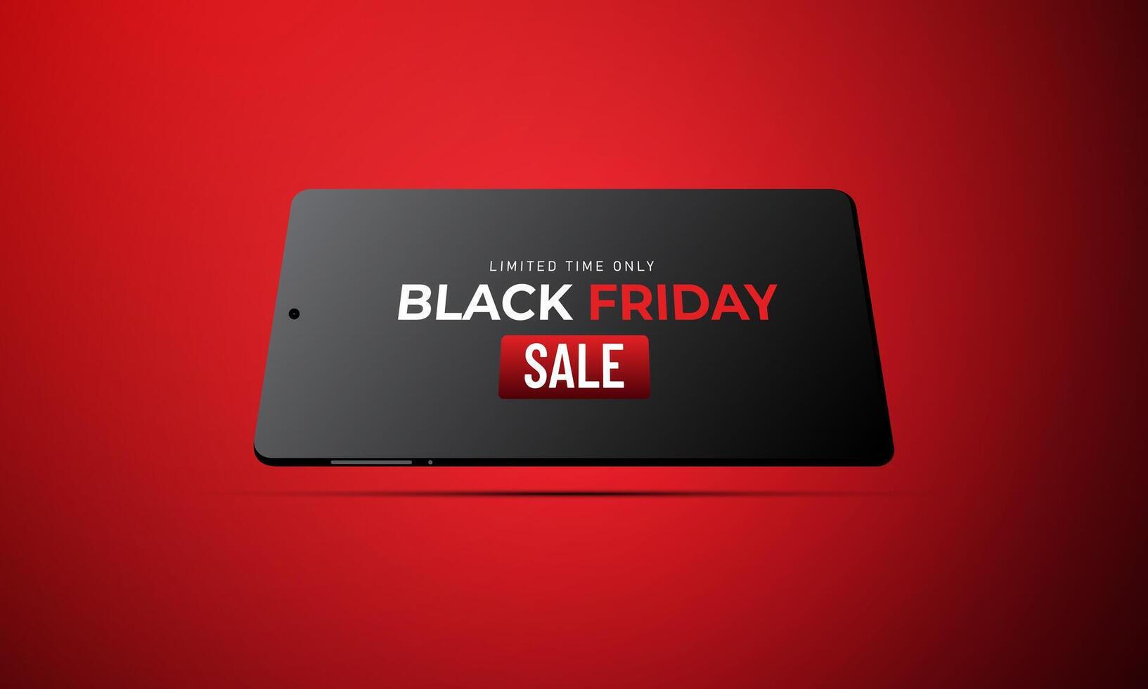 Black Friday Sale limited time only Text in Black Smartphone screen over isolated on red background. Suitable For Black Friday Business Holiday vector