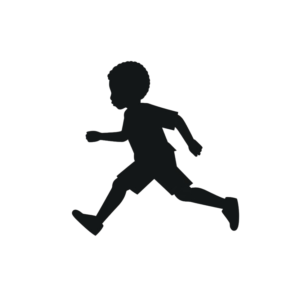 Running Child Silhouette on Transparent Background Energetic Childhood png