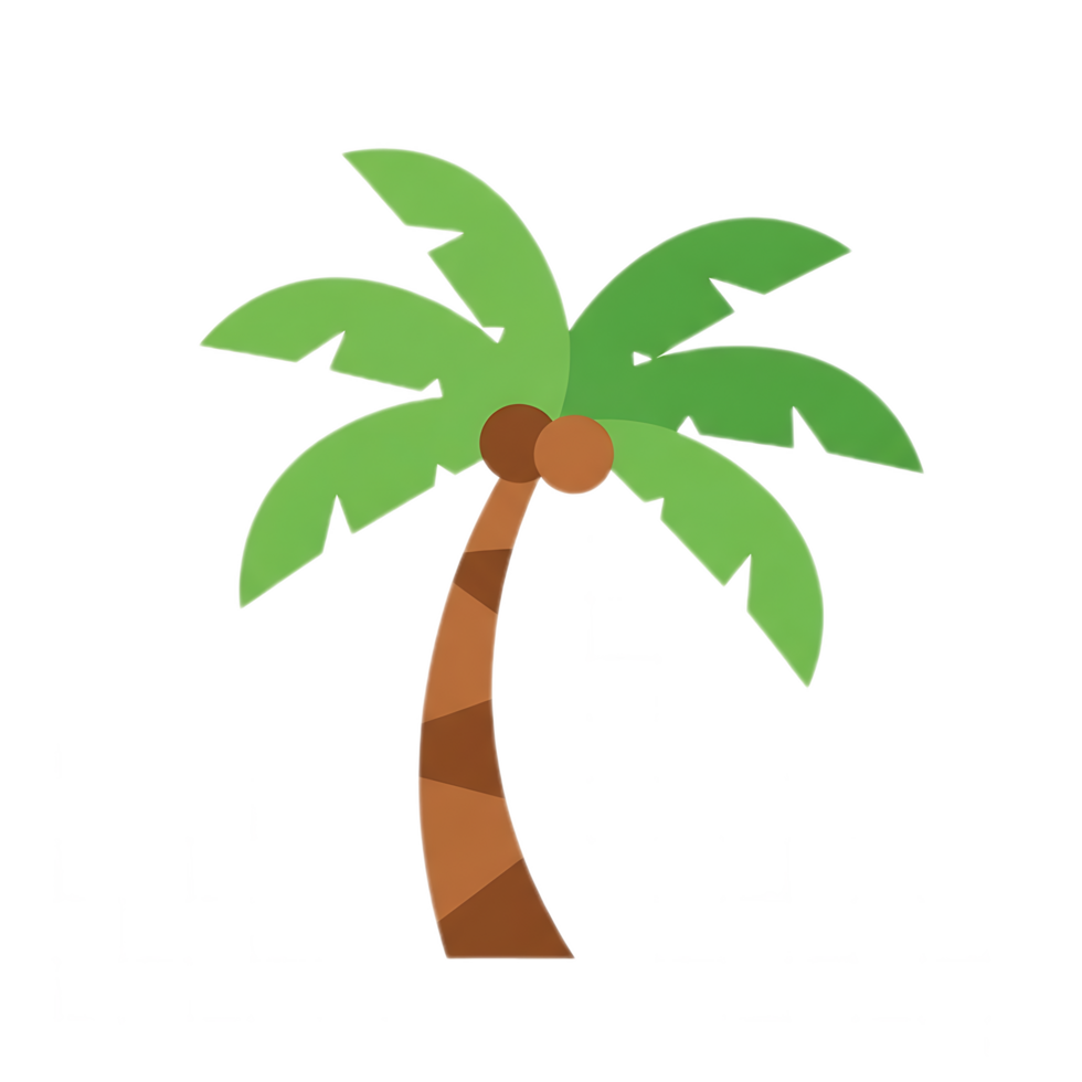 Stylized Palm Tree with Coconuts Simple Design. png