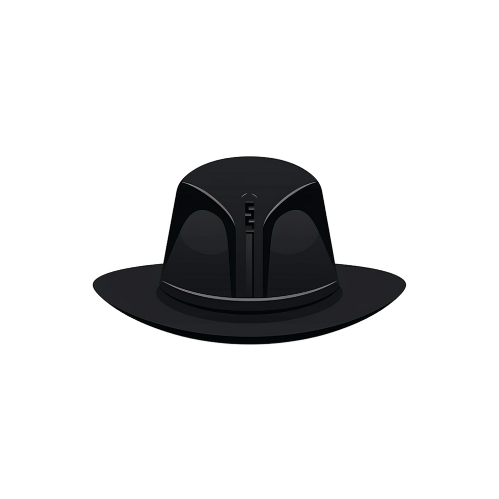 Black Hat Elegant Retro Fashion isolated on Transparent Background png