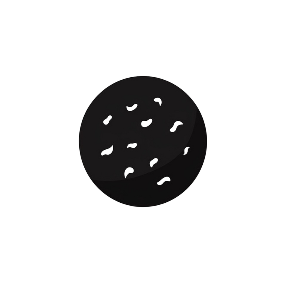 Stylized Dark Circle with White Shapes on Transparent Background png