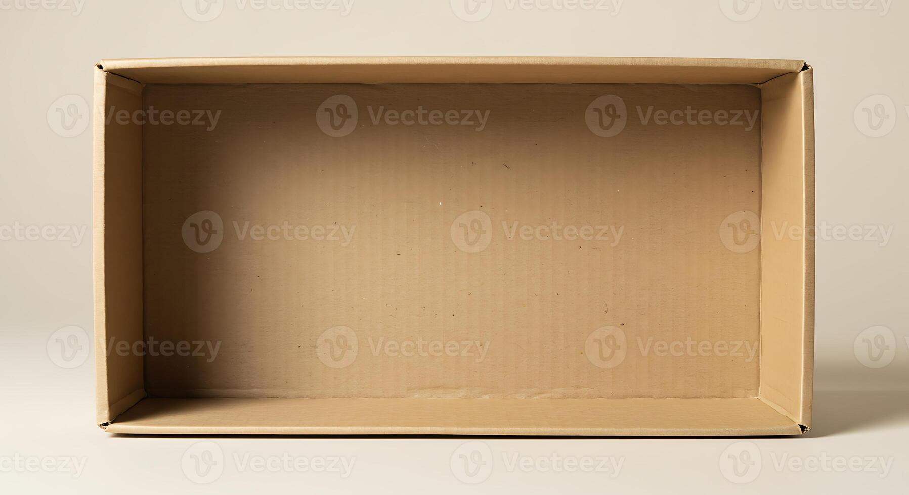 Empty Cardboard Box in Neutral Setting for Packaging or Storage photo