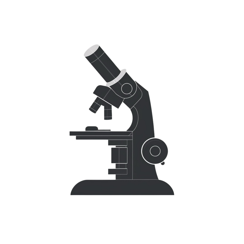 Dark Gray Microscope on Transparent Background Science Illustration png