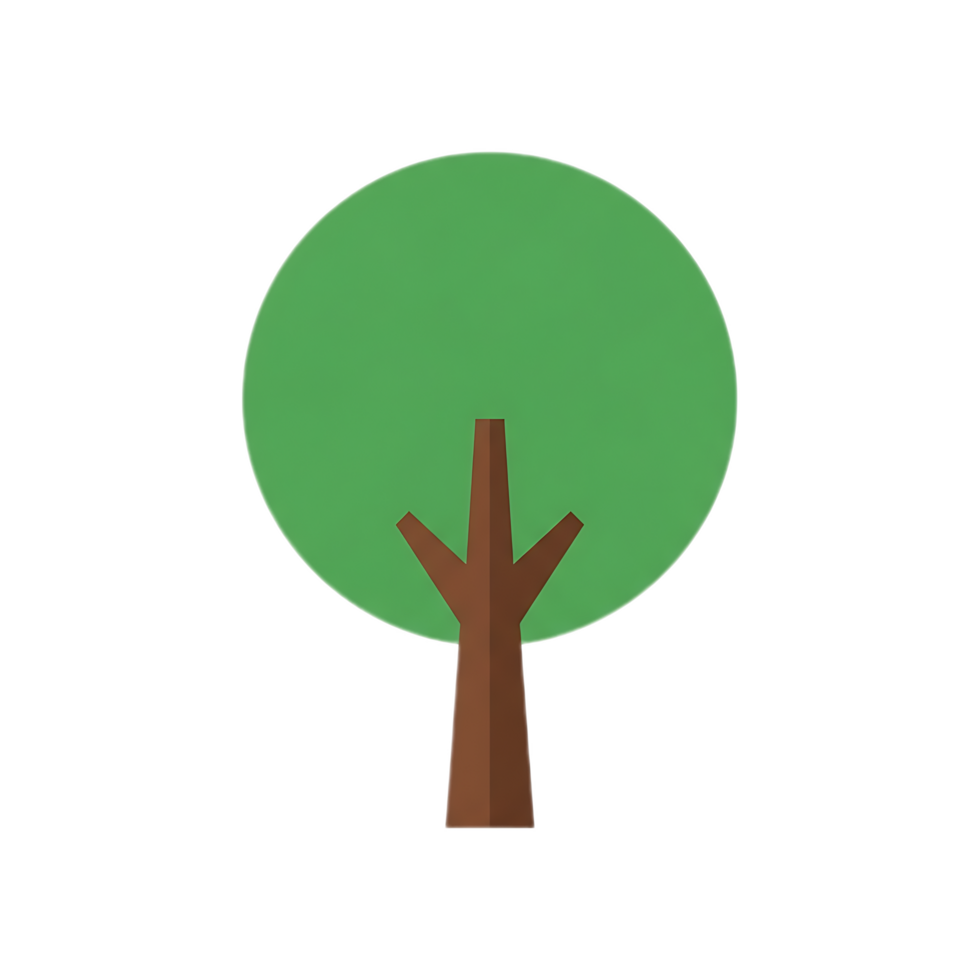 Simple Cartoon Tree with Round Green Canopy and Brown Trunk. png