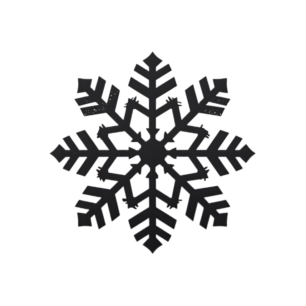 Intricate Black Snowflake with Detailed Crystalline Structure and Subtle Speckles. png