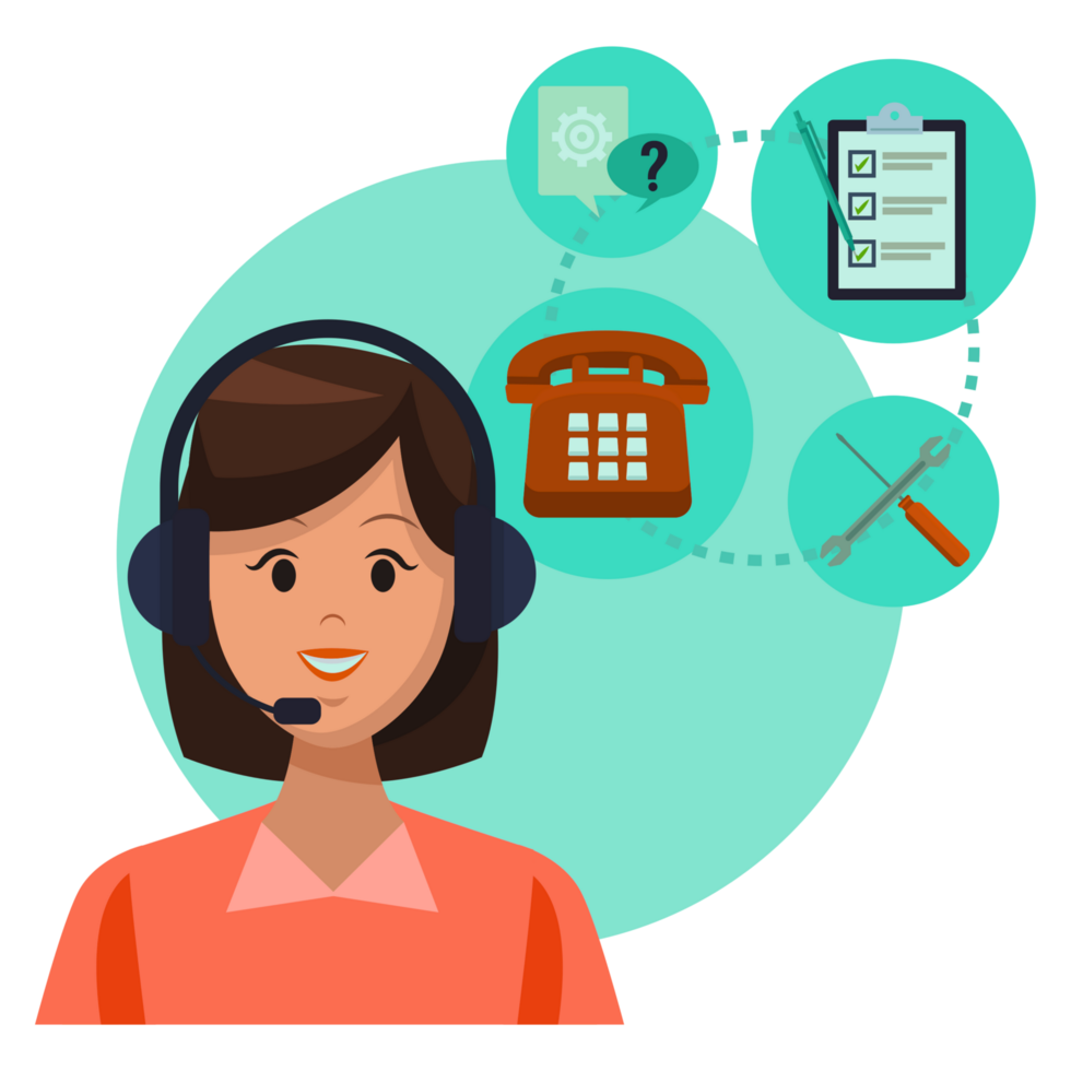 Call center agent with phone and other icons png