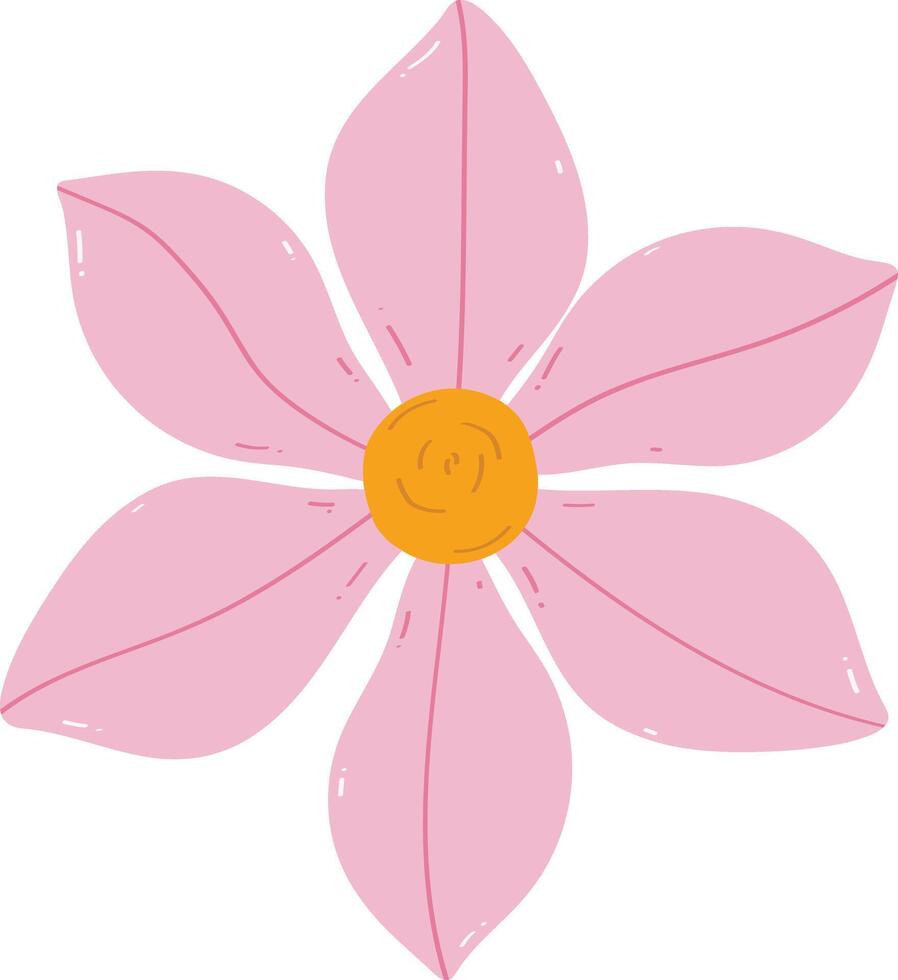cute cartoon pink flower isolated on white vector