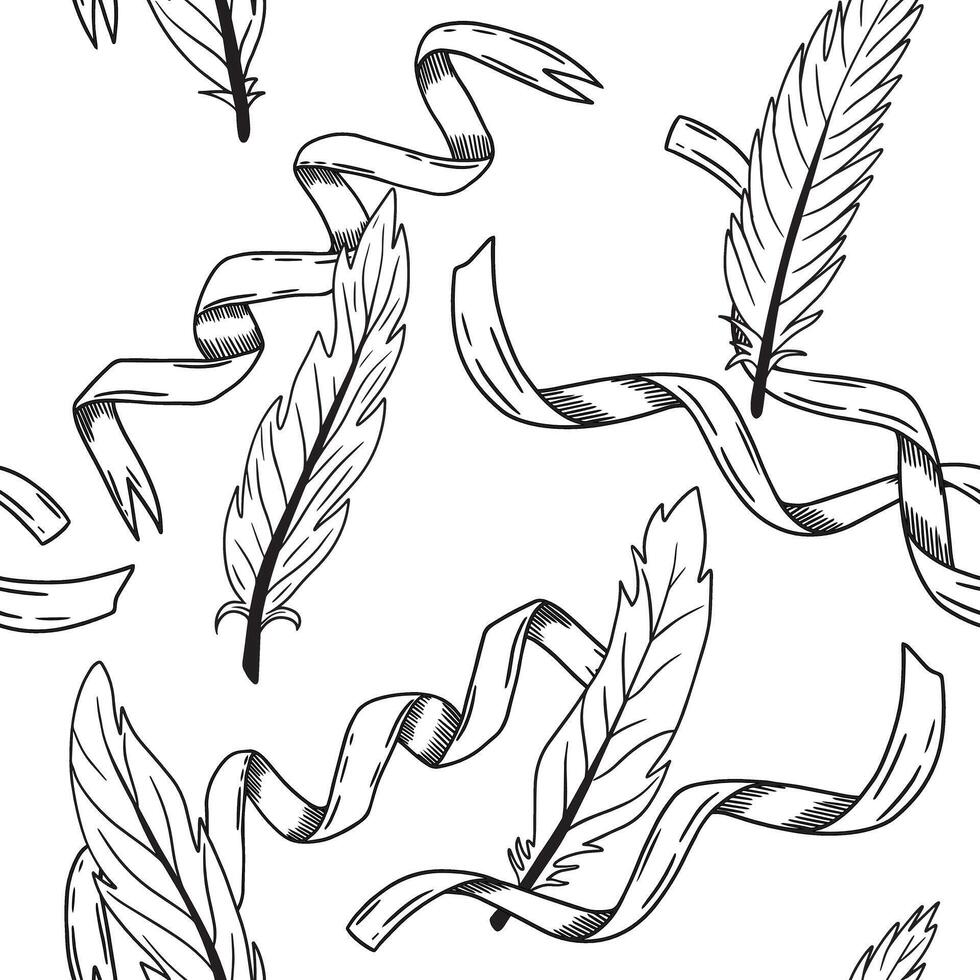 A Beautiful and Elegant Feather and Ribbon Pattern Design for Various Creative Uses vector
