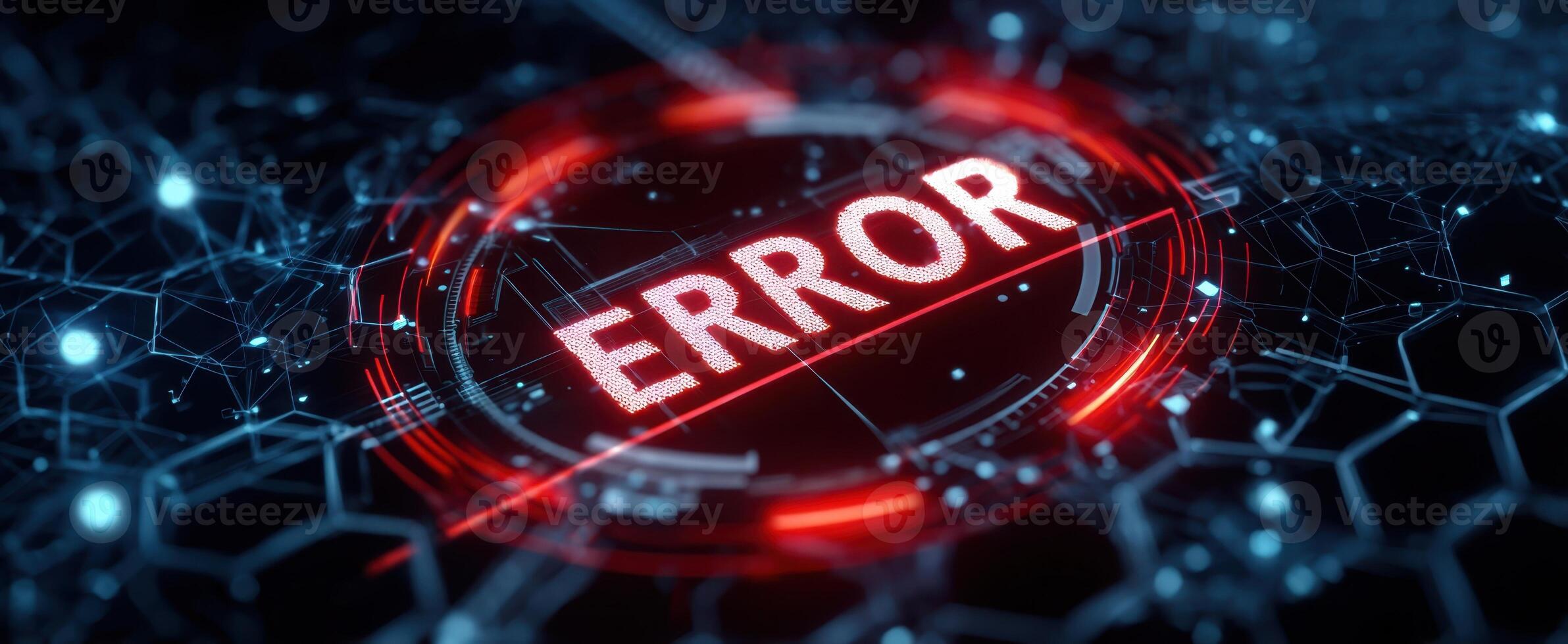 The Digital Interface Displaying an Error Notification in a Futuristic Environment photo
