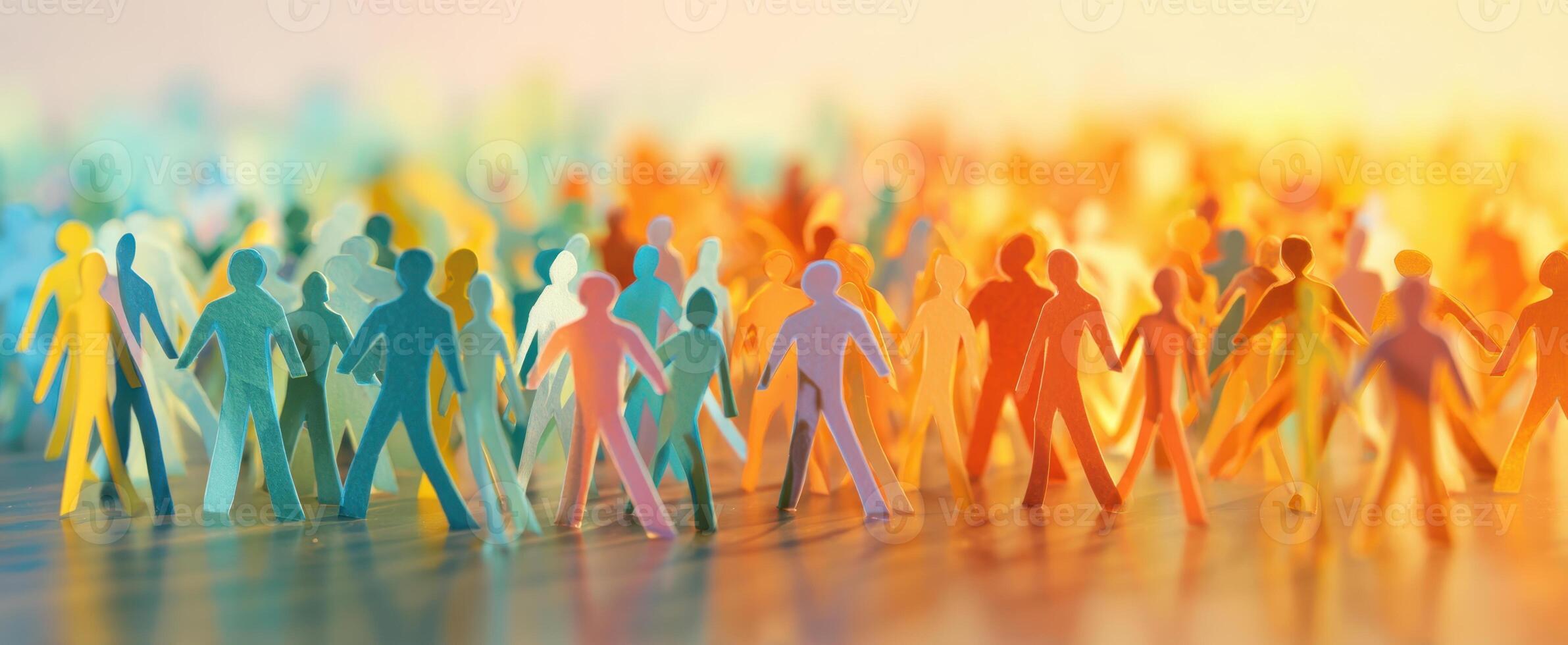 The Colorful Paper People Representing Unity and Connection in a Community. photo