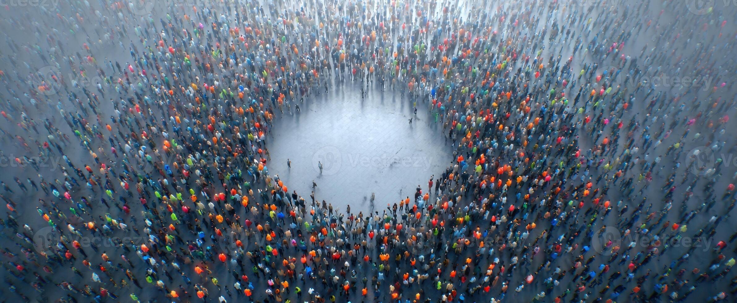 The Colorful Crowd Gathering Around a Central Circle in a Dynamic Event photo