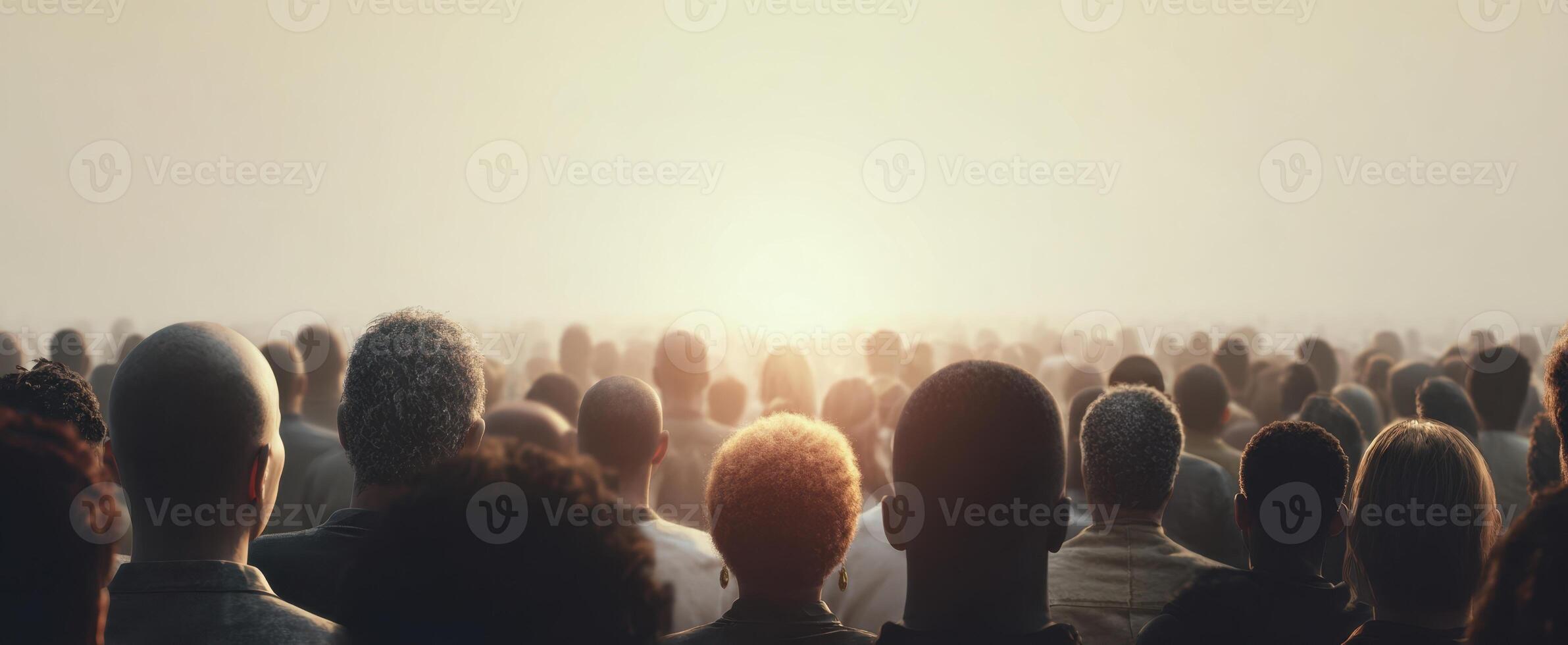 The crowd witnessing a breathtaking sunset in a serene gathering scene. photo