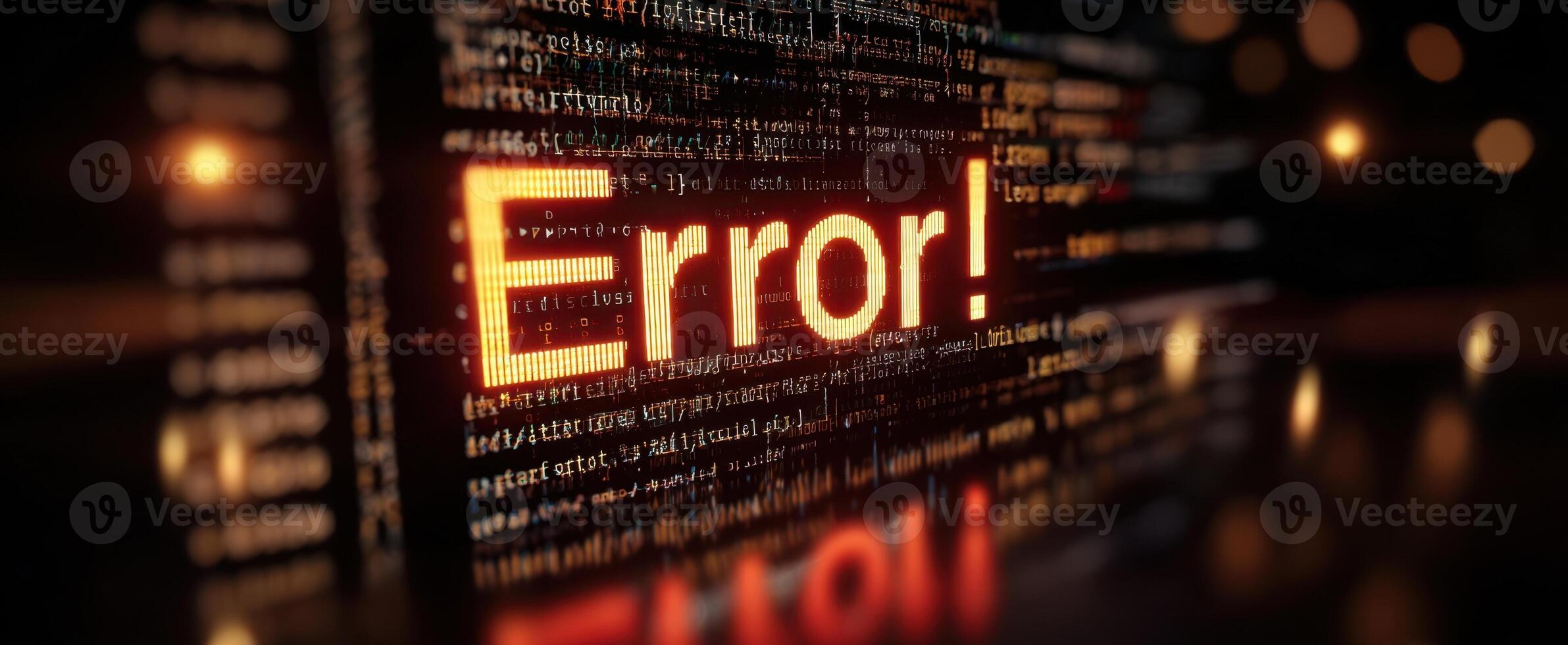 The Error Message Displayed on a Digital Interface with Glowing Text photo