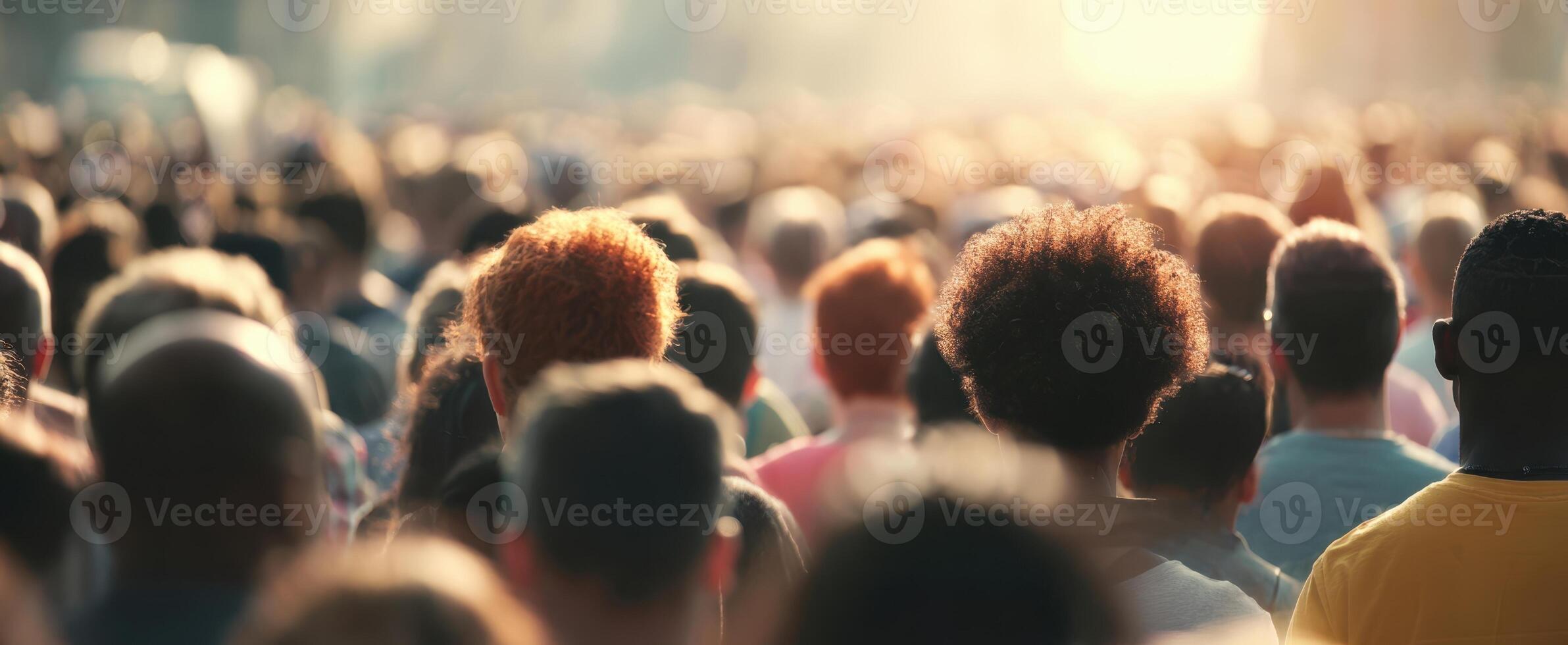 The vibrant gathering of diverse individuals in a lively outdoor atmosphere. photo