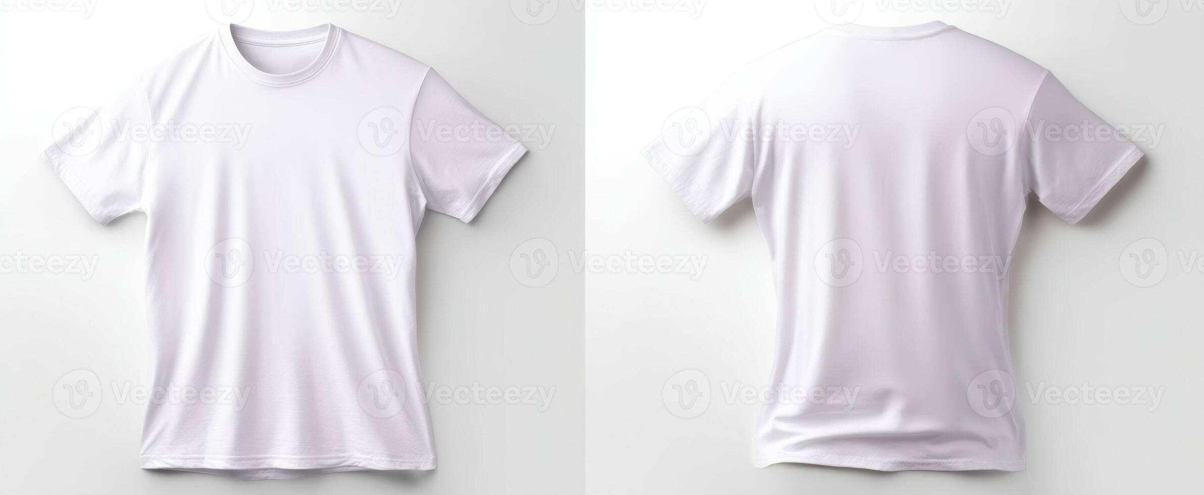 The plain white t-shirt displayed from front and back views on a clean background. photo