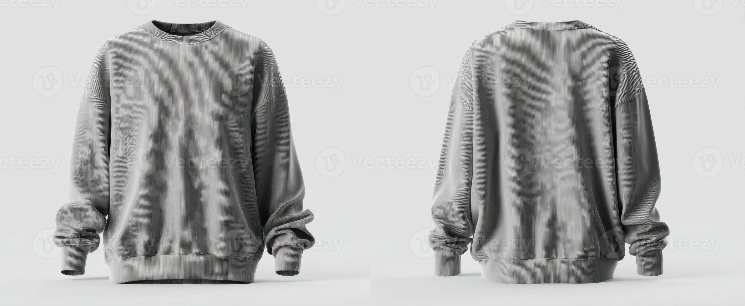 The stylish gray sweatshirt showcasing front and back views in minimalistic design. photo
