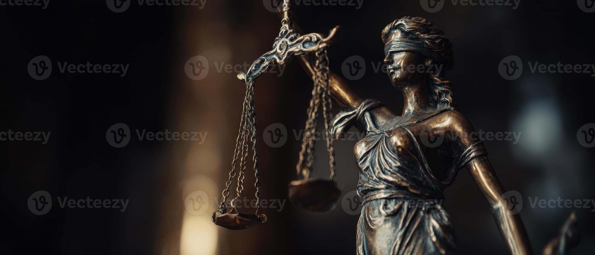 The Justice Statue Holding Scales Symbolizing Law and Fairness photo