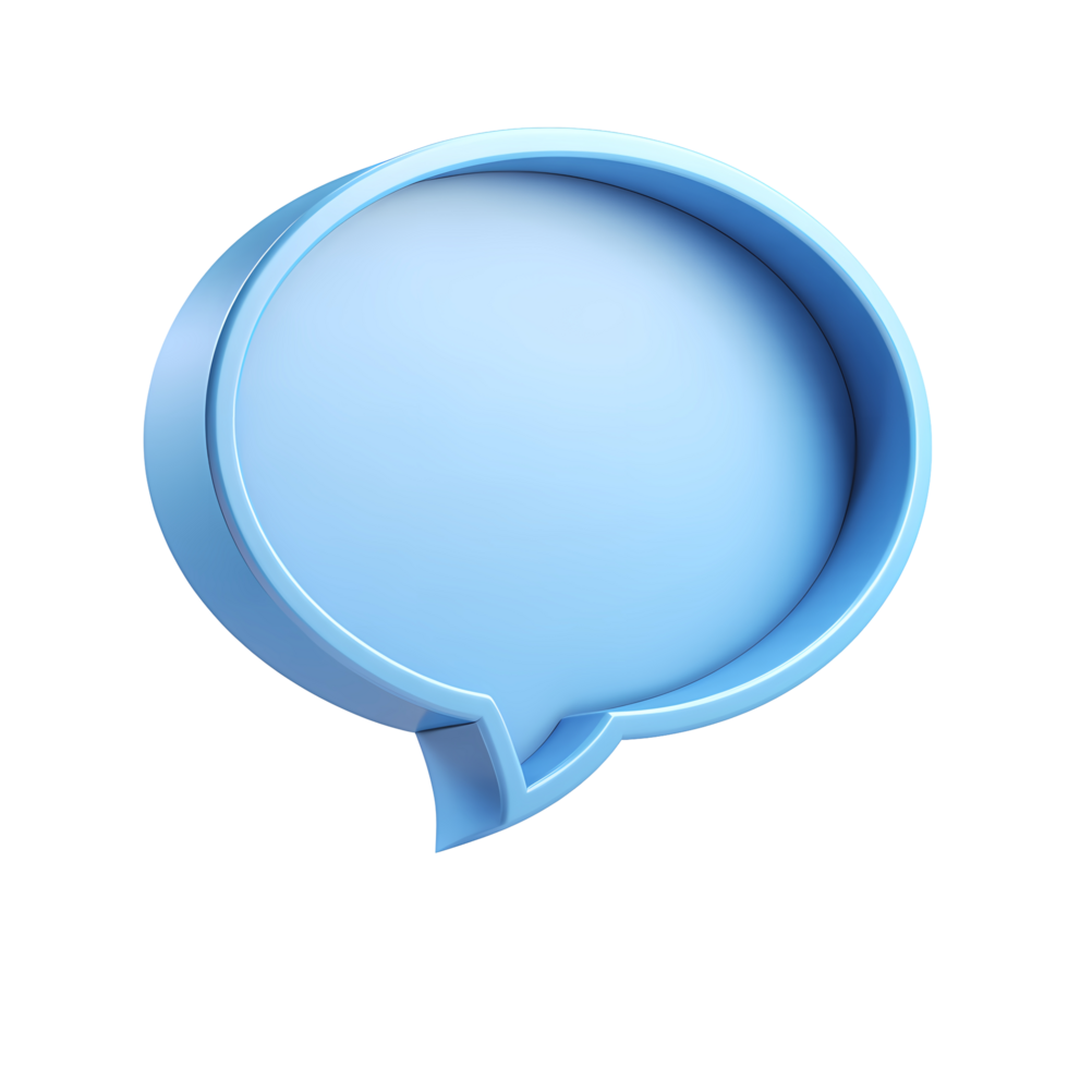 Light Blue Speech Bubble 3D Render on Transparent Background rendered png
