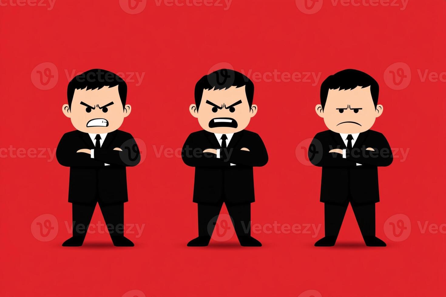 Three men in suits with angry faces photo
