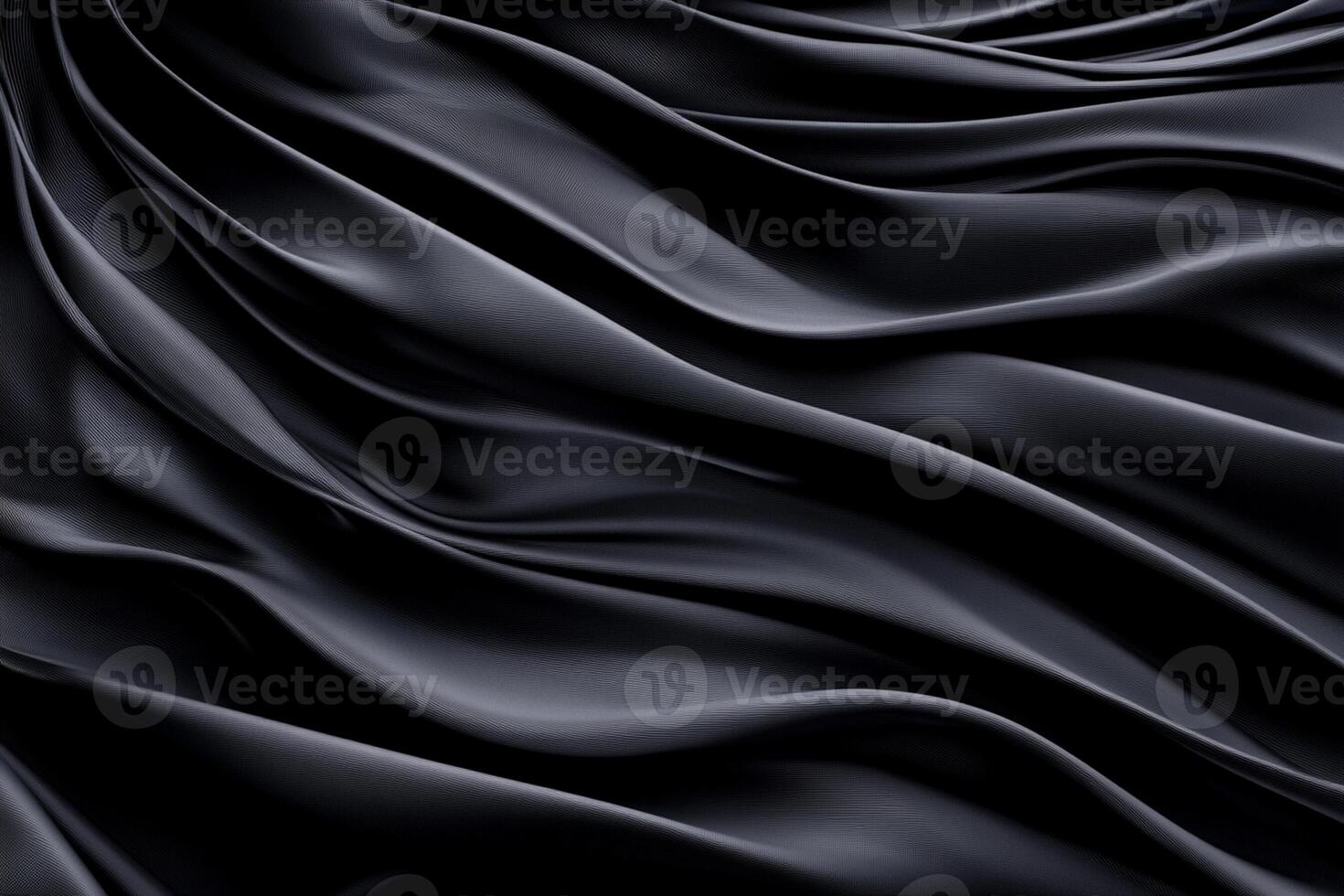 Black silk fabric background with waves photo