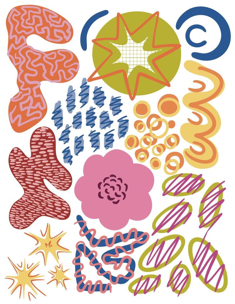 set abstract doodles elements for design vector