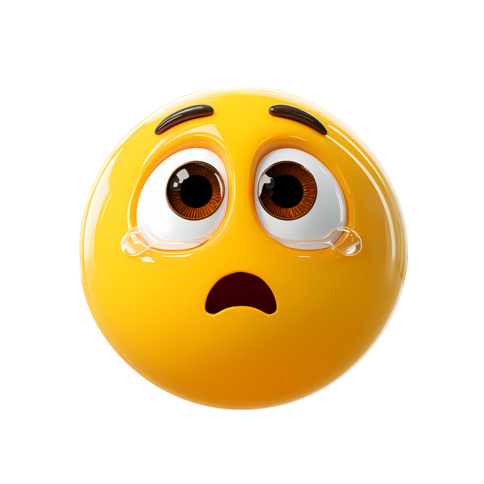 Crying Emoji Face with Tears on Transparent Background png