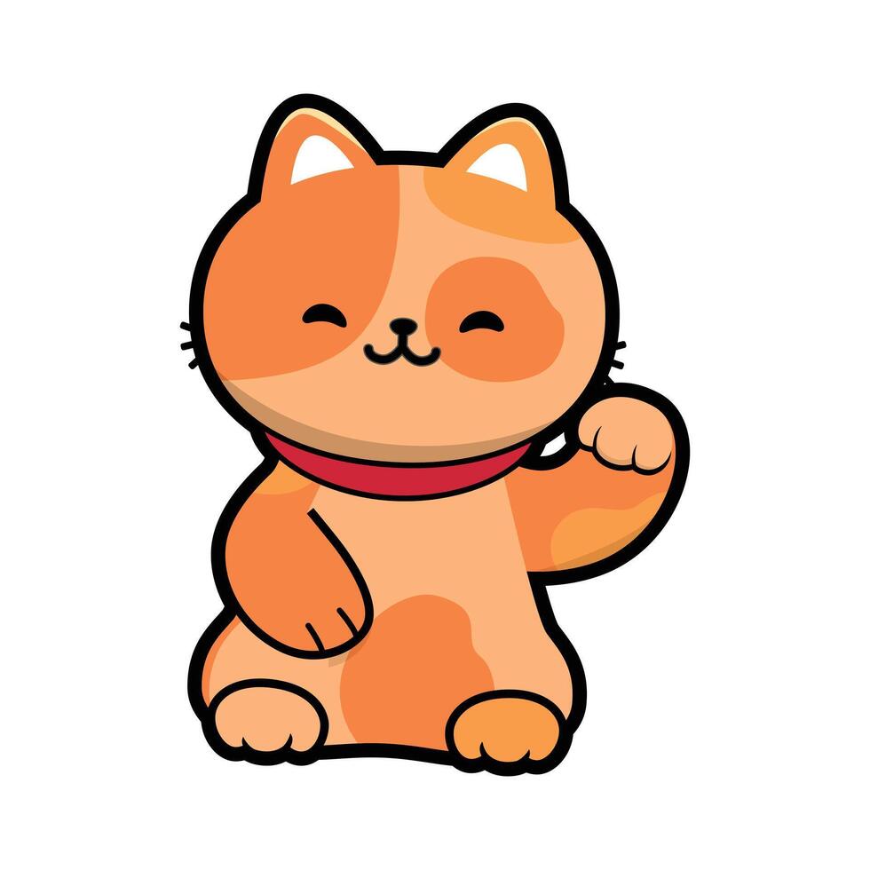 Illustration of a funny head kitten sitting, smiling, on a white background vector