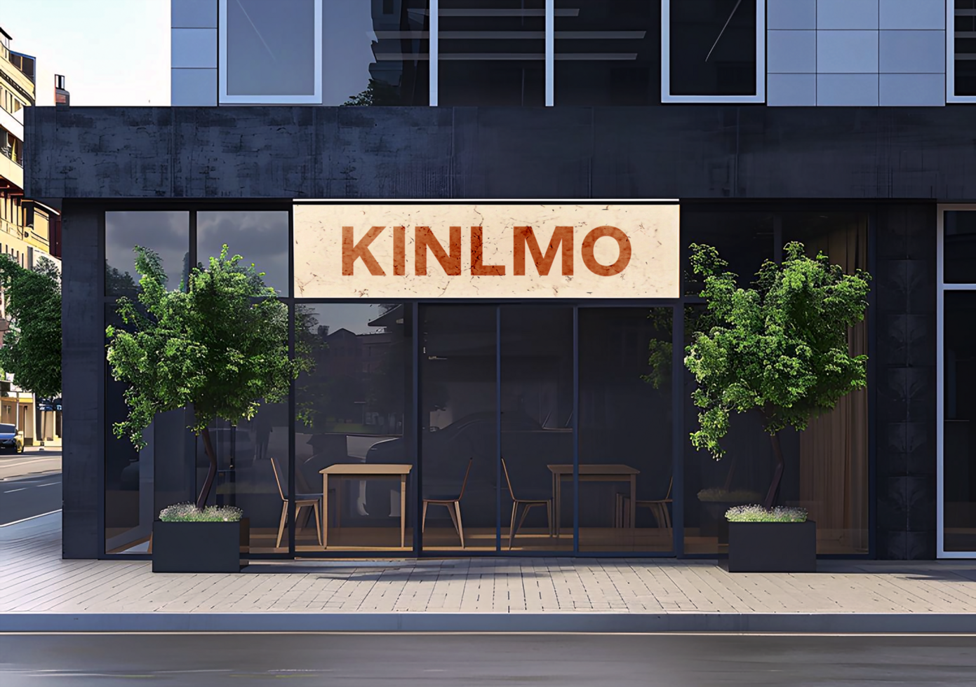 Storefront Branding Mockup with Signboard psd