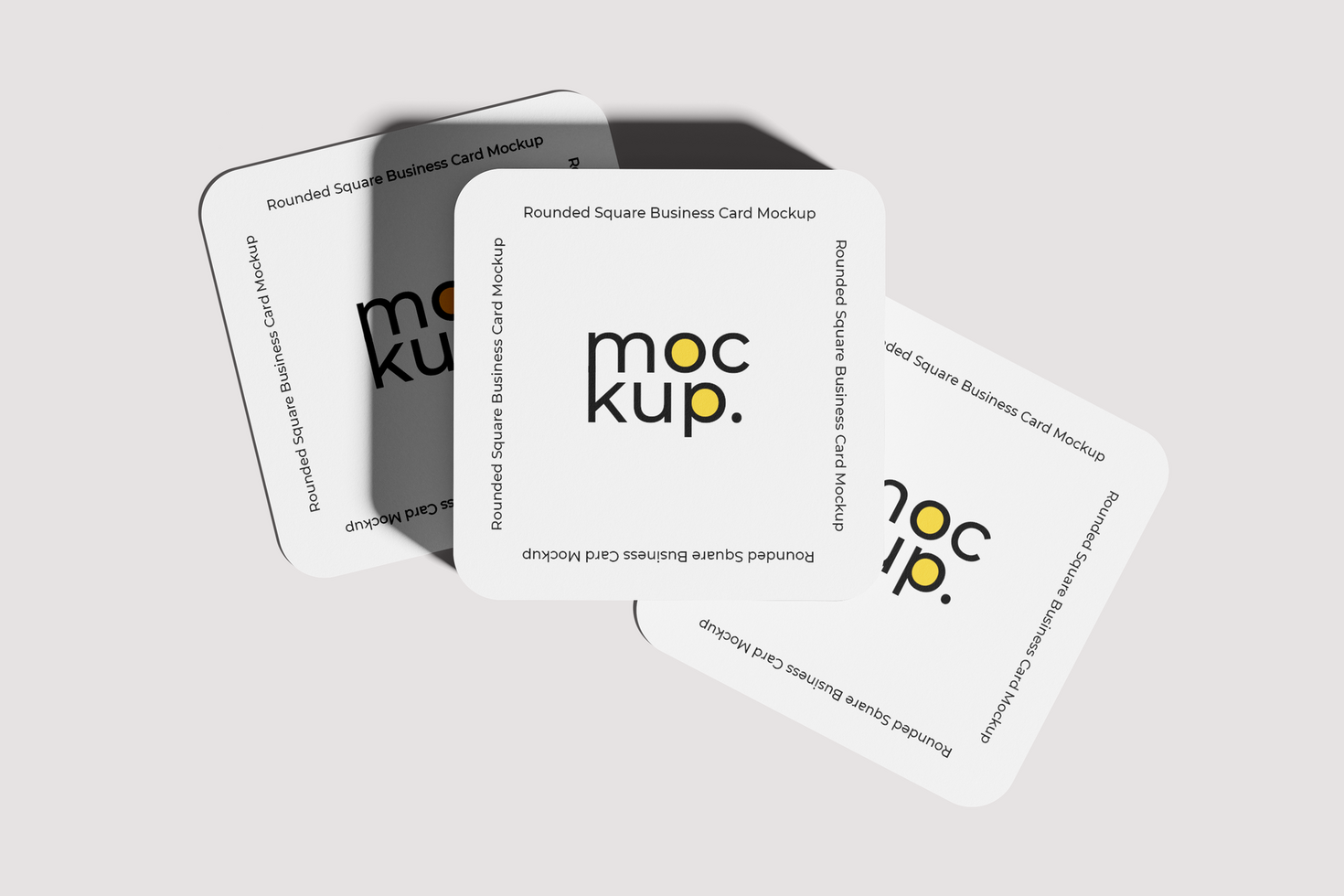 Stacked Rounded Square Business Card Mockup Top View psd