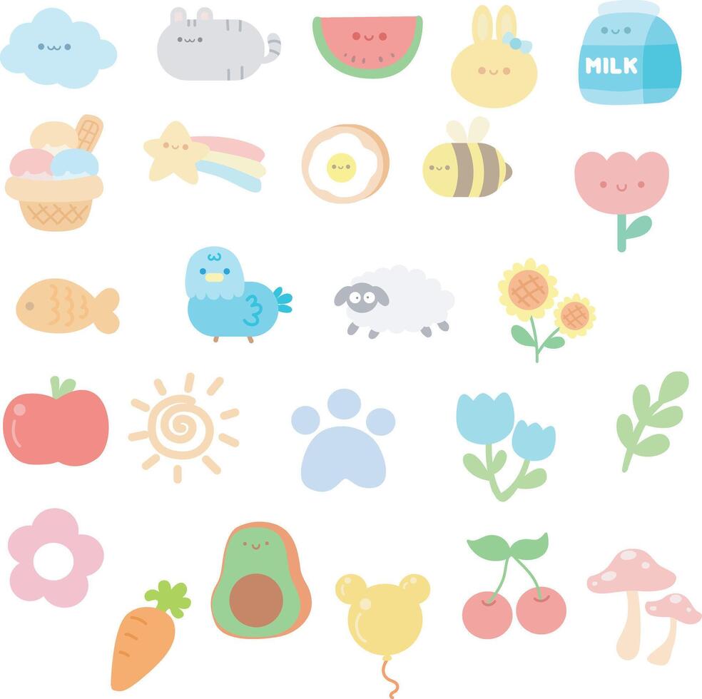 Colorful cartoon icons for children vector