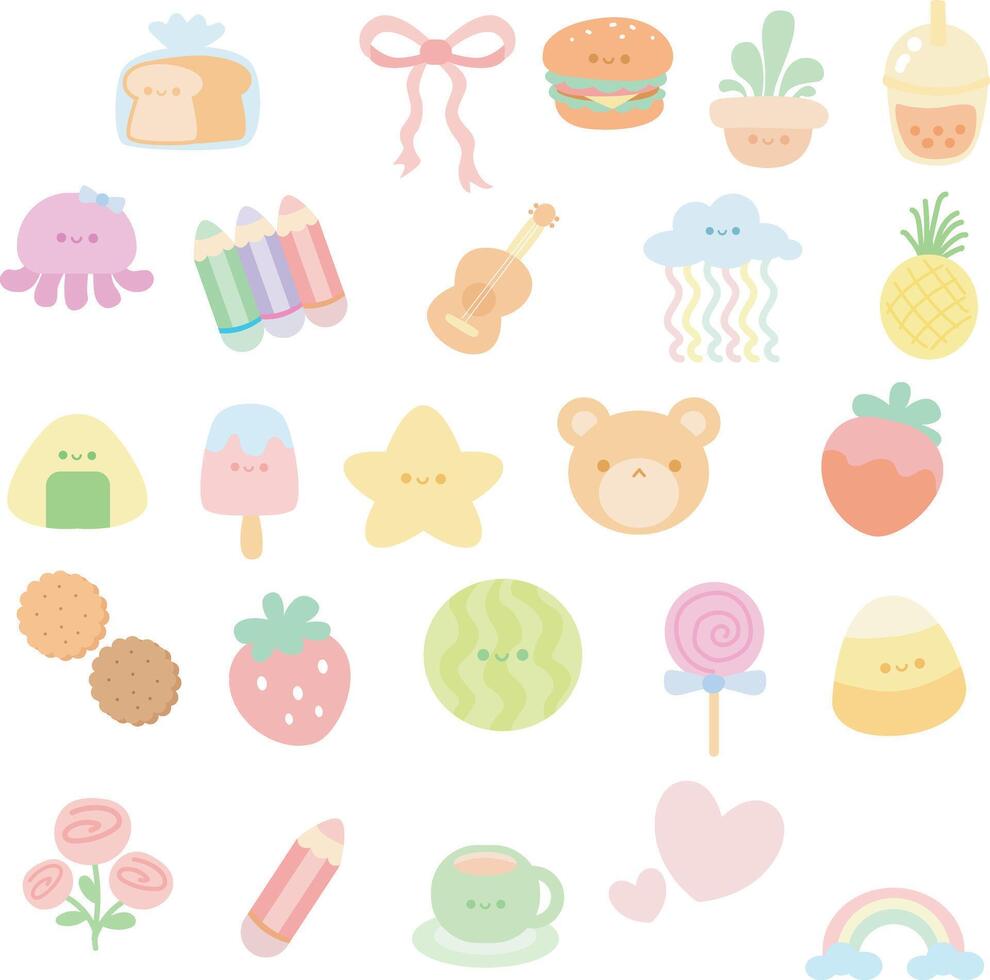 Colorful cartoon icons for children vector