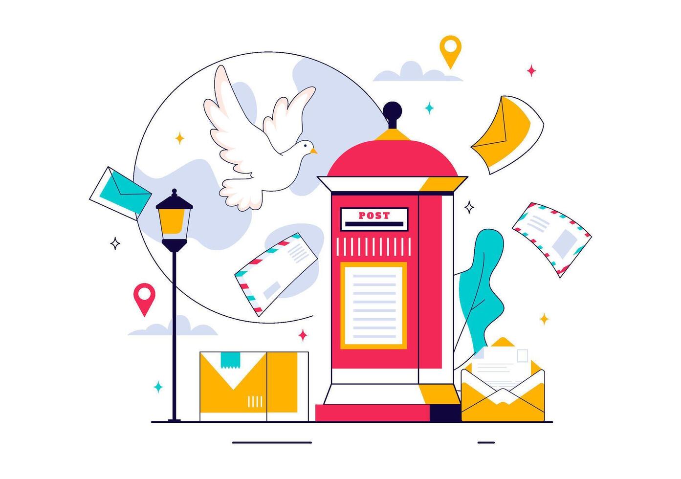Mailbox with letters and a dove vector