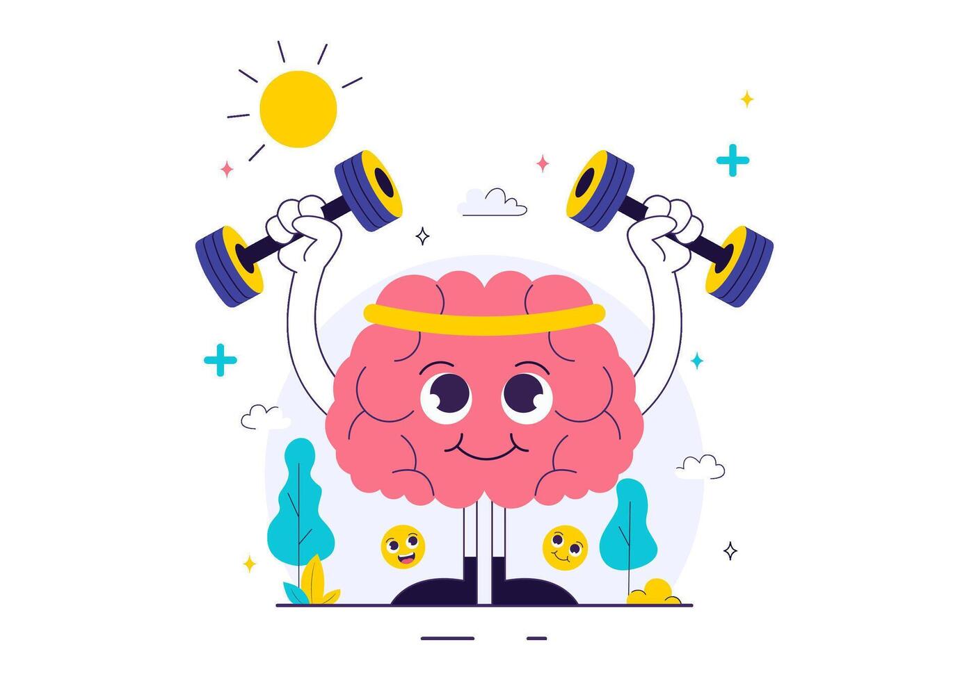 Brain lifting weights for fitness vector