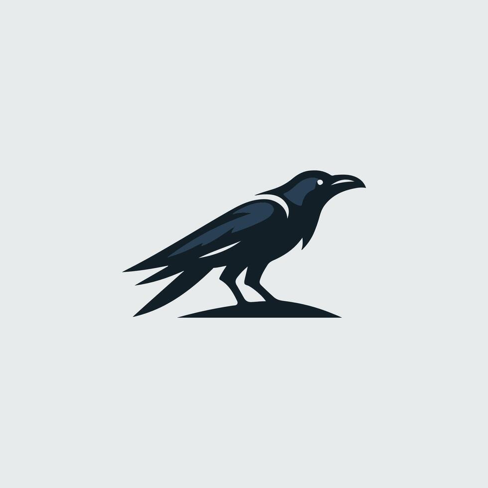 a raven logo with a black bird on top vector