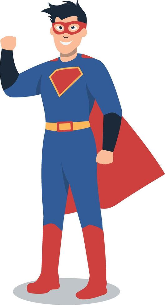 Male Superhero Character in Cartoon Design vector