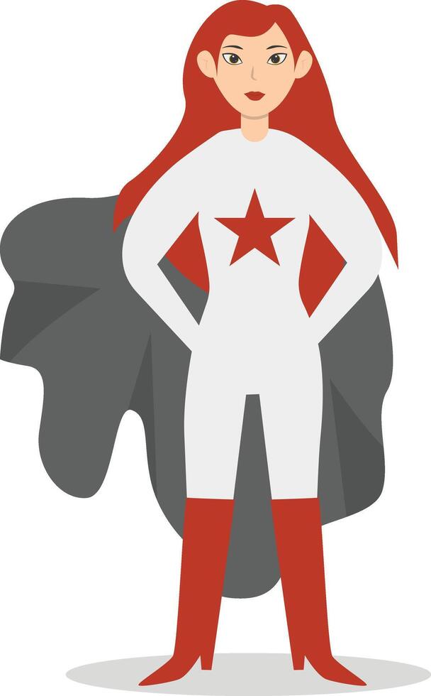 Female Superhero Character. Illustration with Cartoon Design. vector
