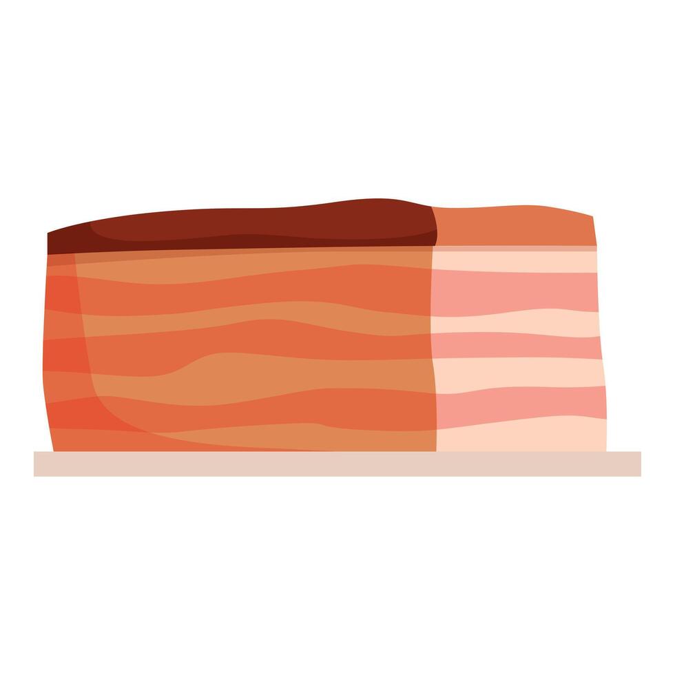 Smoked bacon slab resting on white surface vector