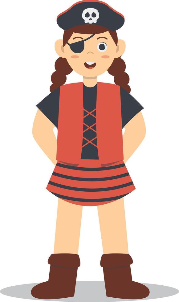 Cute Children Pirate Character with Cartoon Design, vector
