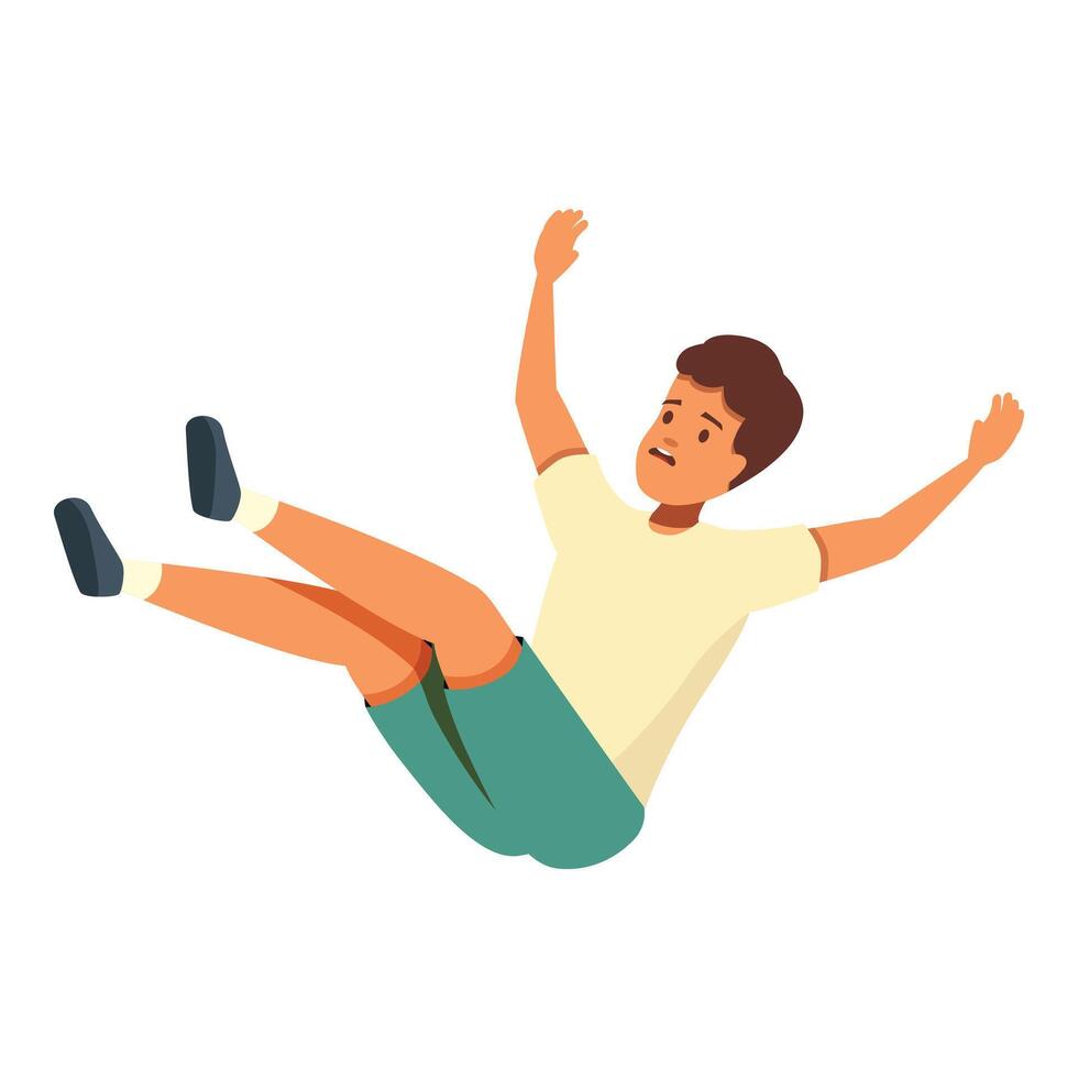 Young man falling down with fear in his eyes vector
