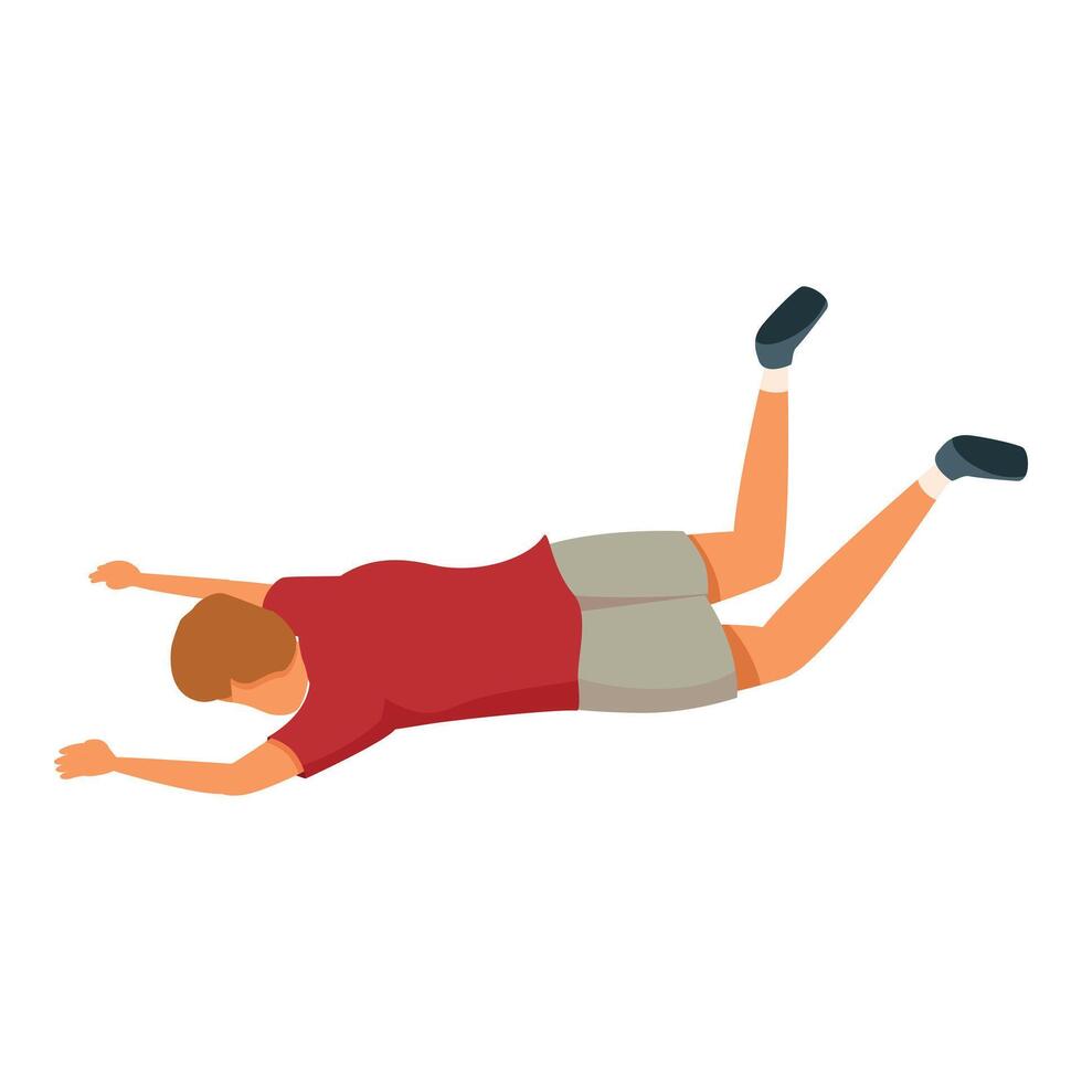 Young man floating in the air with arms and legs outstretched vector